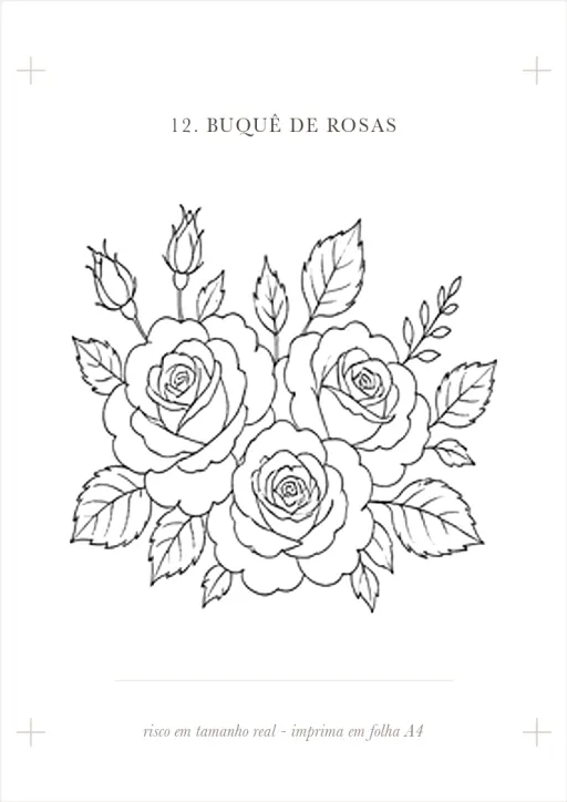 Risco de rosas em folha A4 pronto para imprimir